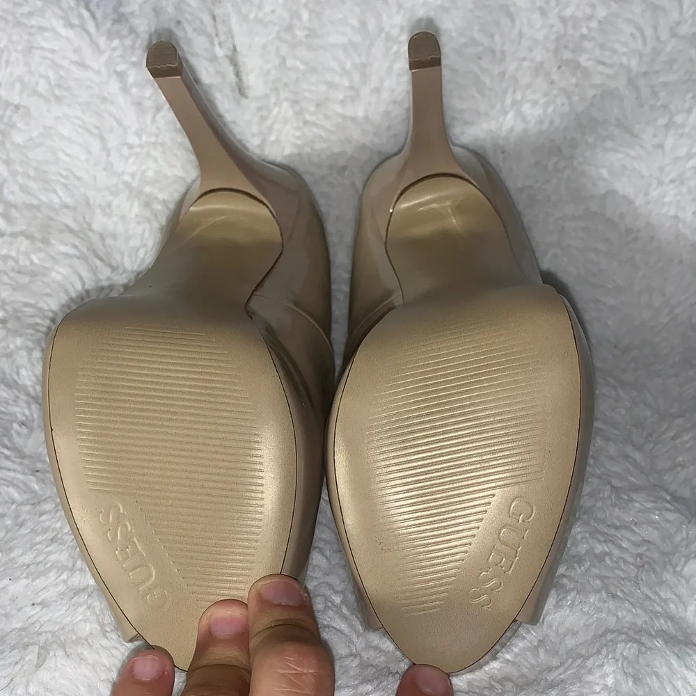 Guess Women's Beige Peep Toe Heels - Picture 7 of 7